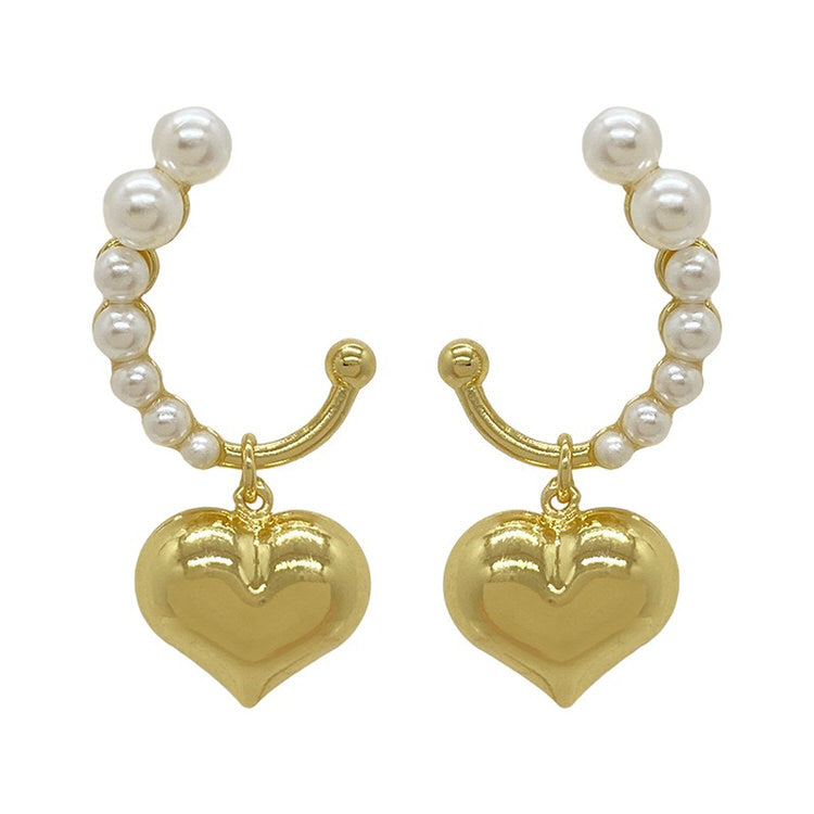 VILZSTUDIOS Chic heart pearl earrings for stylish accessories