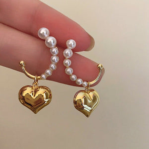 VILZSTUDIOS Chic heart pearl earrings for stylish accessories