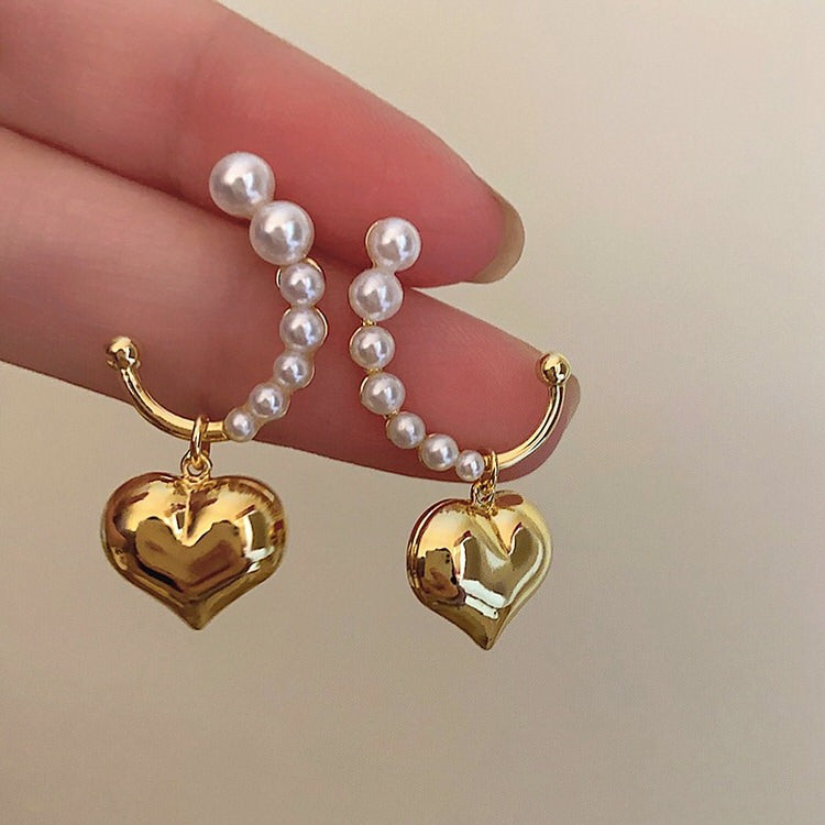 VILZSTUDIOS Chic heart pearl earrings for stylish accessories