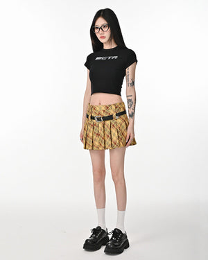VILZSTUDIOS Stylish high-waisted plaid pleated skirt