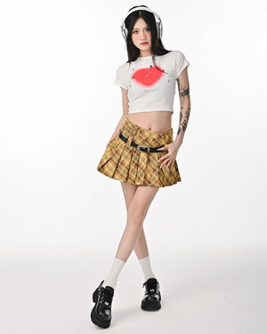 VILZSTUDIOS Stylish high-waisted plaid pleated skirt