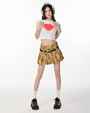 VILZSTUDIOS Stylish high-waisted plaid pleated skirt