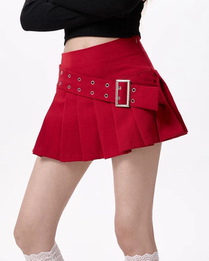 VILZSTUDIOS Chic pleated skirt with a high-waisted design and buckle belt