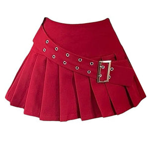 VILZSTUDIOS Chic pleated skirt with a high-waisted design and buckle belt