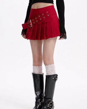 VILZSTUDIOS Chic pleated skirt with a high-waisted design and buckle belt