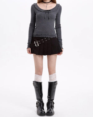 VILZSTUDIOS Chic pleated skirt with a high-waisted design and buckle belt
