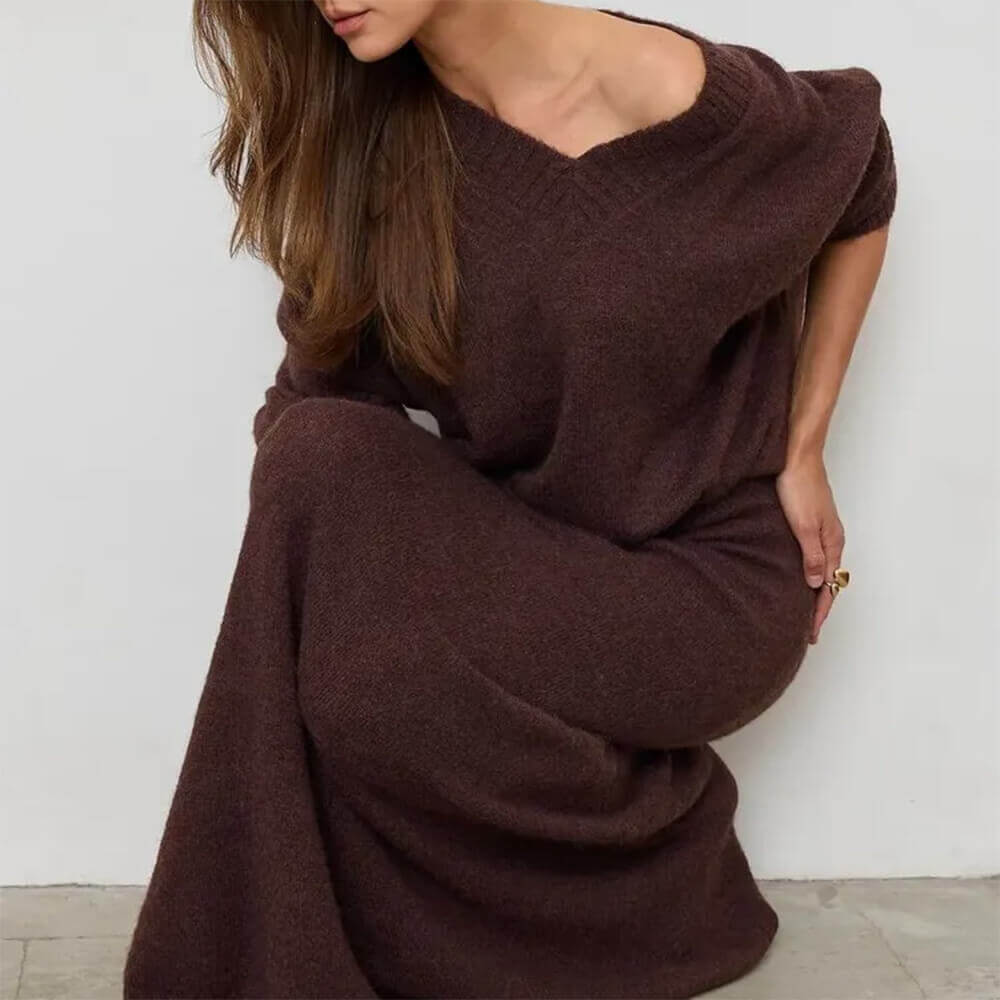 VILZSTUDIOS Stylish oversized knit sweater and flared skirt co-ord set