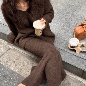 VILZSTUDIOS Stylish oversized knit sweater and flared skirt co-ord set