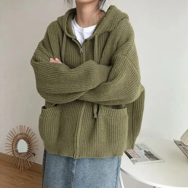 VILZSTUDIOS Chic knit zip up hoodie from VILZSTUDIOS