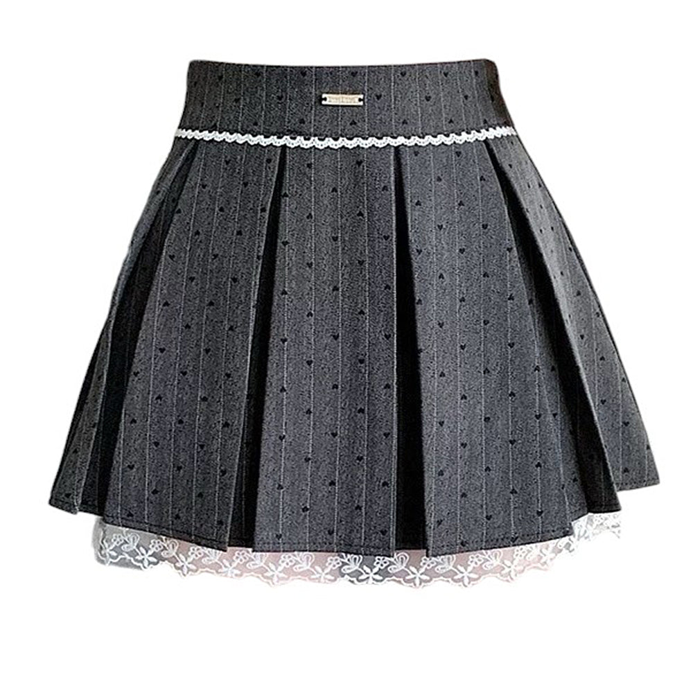 VILZSTUDIOS Chic Lace Bow Pleated Skirt product image