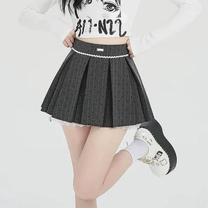 VILZSTUDIOS Chic Lace Bow Pleated Skirt product image