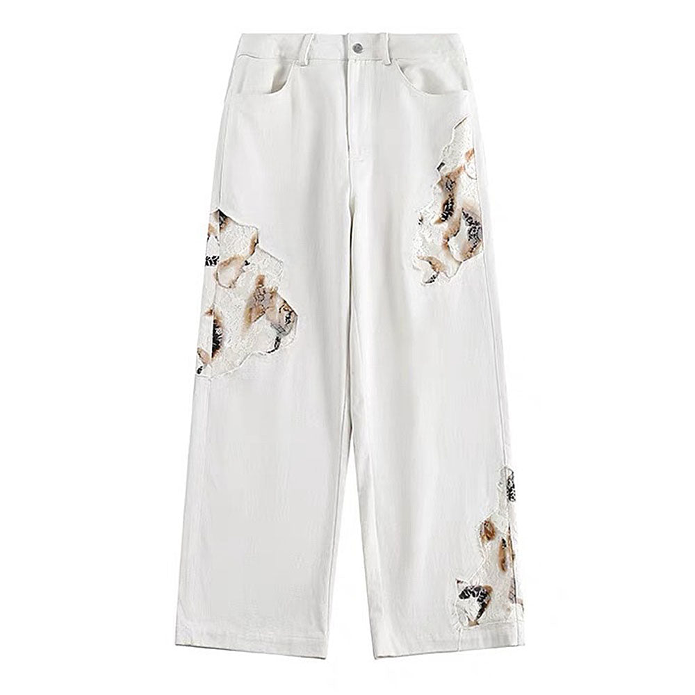 VILZSTUDIOS Stylish baggy jeans with lace detailing