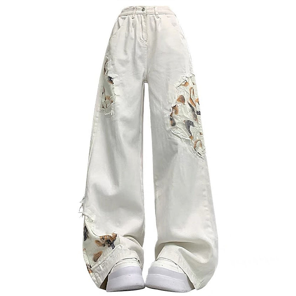VILZSTUDIOS Stylish baggy jeans with lace detailing