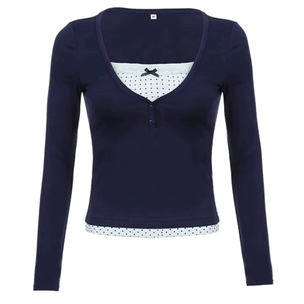 VILZSTUDIOS Stylish long sleeve top with layered design