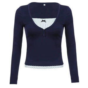 VILZSTUDIOS Stylish long sleeve top with layered design