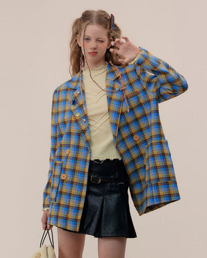 VILZSTUDIOS Oversized plaid blazer for stylish layering