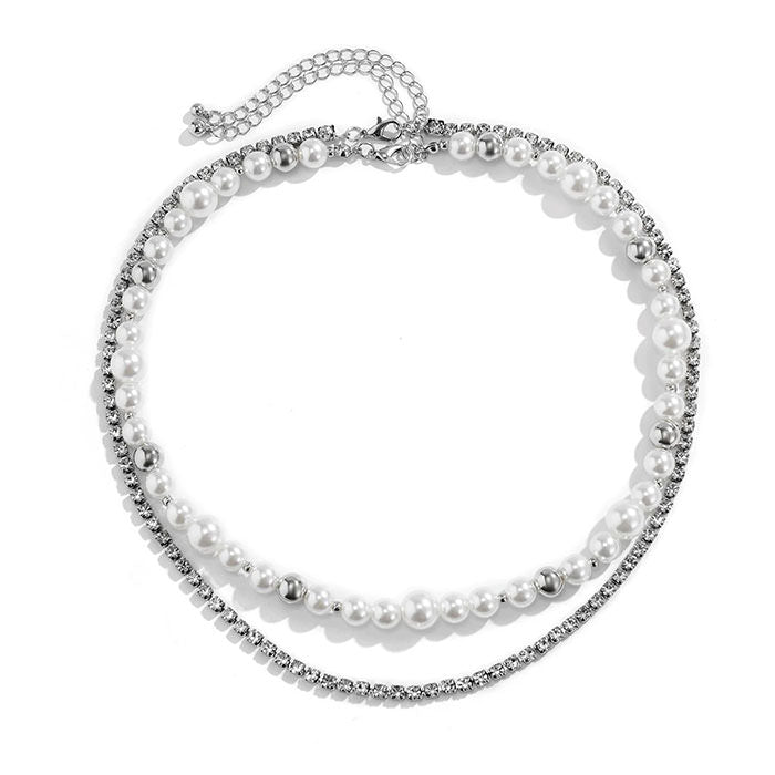 VILZSTUDIOS Layered silver pearl necklace for stylish looks