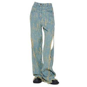 VILZSTUDIOS Light blue frayed wide jeans for stylish streetwear