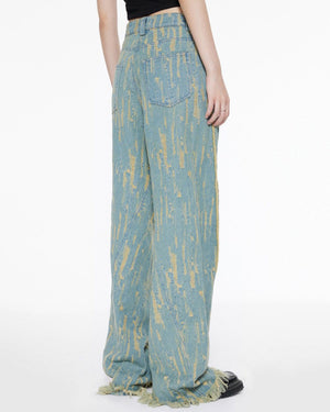 VILZSTUDIOS Light blue frayed wide jeans for stylish streetwear