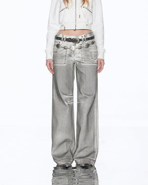 VILZSTUDIOS Chic metallic denim jeans for streetwear fashion