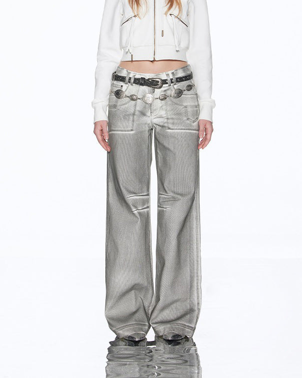 VILZSTUDIOS Chic metallic denim jeans for streetwear fashion