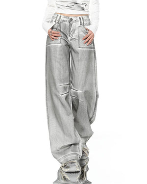 VILZSTUDIOS Chic metallic denim jeans for streetwear fashion