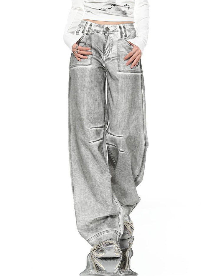 VILZSTUDIOS Chic metallic denim jeans for streetwear fashion