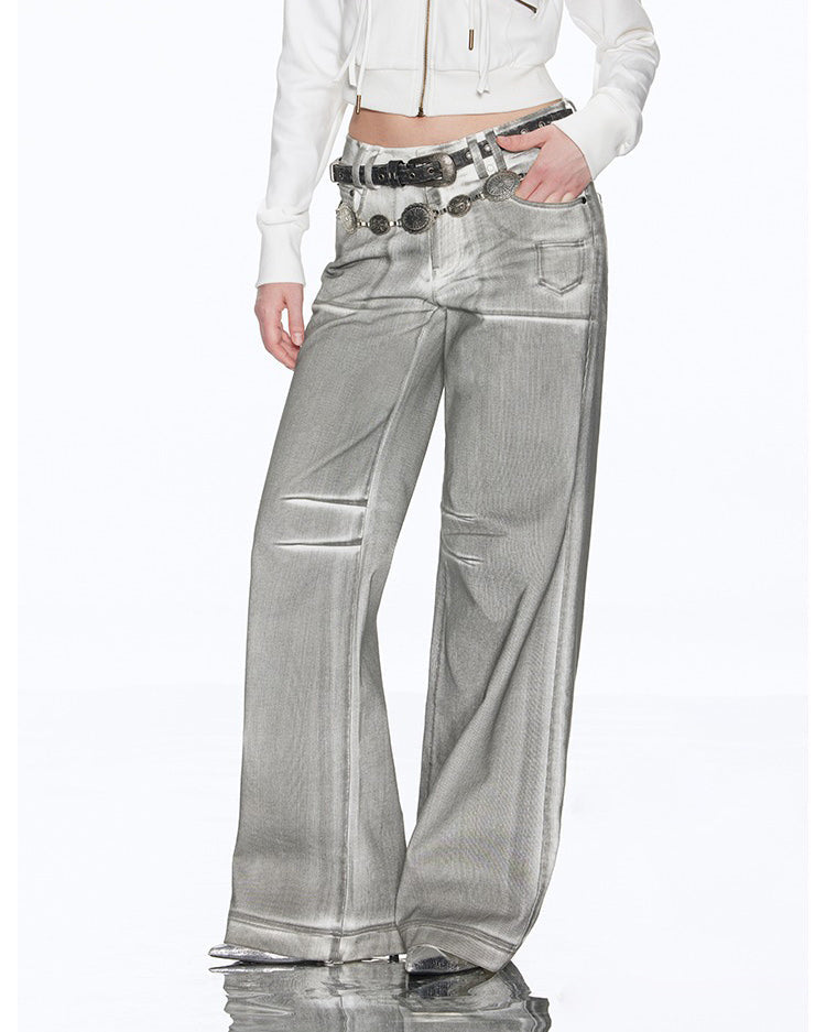 VILZSTUDIOS Chic metallic denim jeans for streetwear fashion