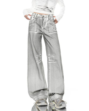 VILZSTUDIOS Chic metallic denim jeans for streetwear fashion