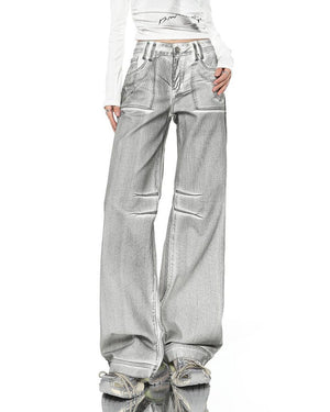 VILZSTUDIOS Chic metallic denim jeans for streetwear fashion