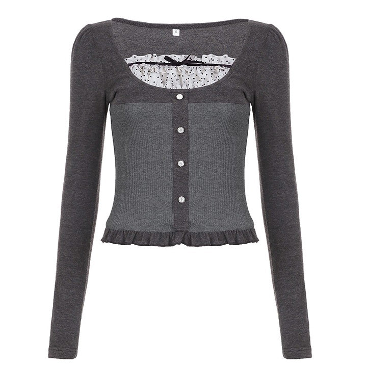 VILZSTUDIOS Stylish long sleeve top in grey