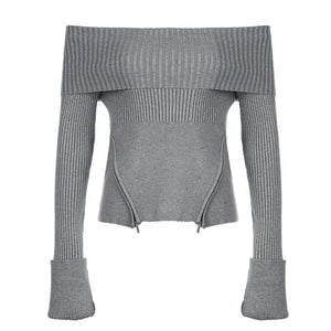 VILZSTUDIOS Chic off shoulder knit sweater from VILZSTUDIOS