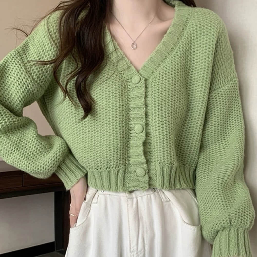 VILZSTUDIOS Chic pastel cropped cardigan from VILZSTUDIOS