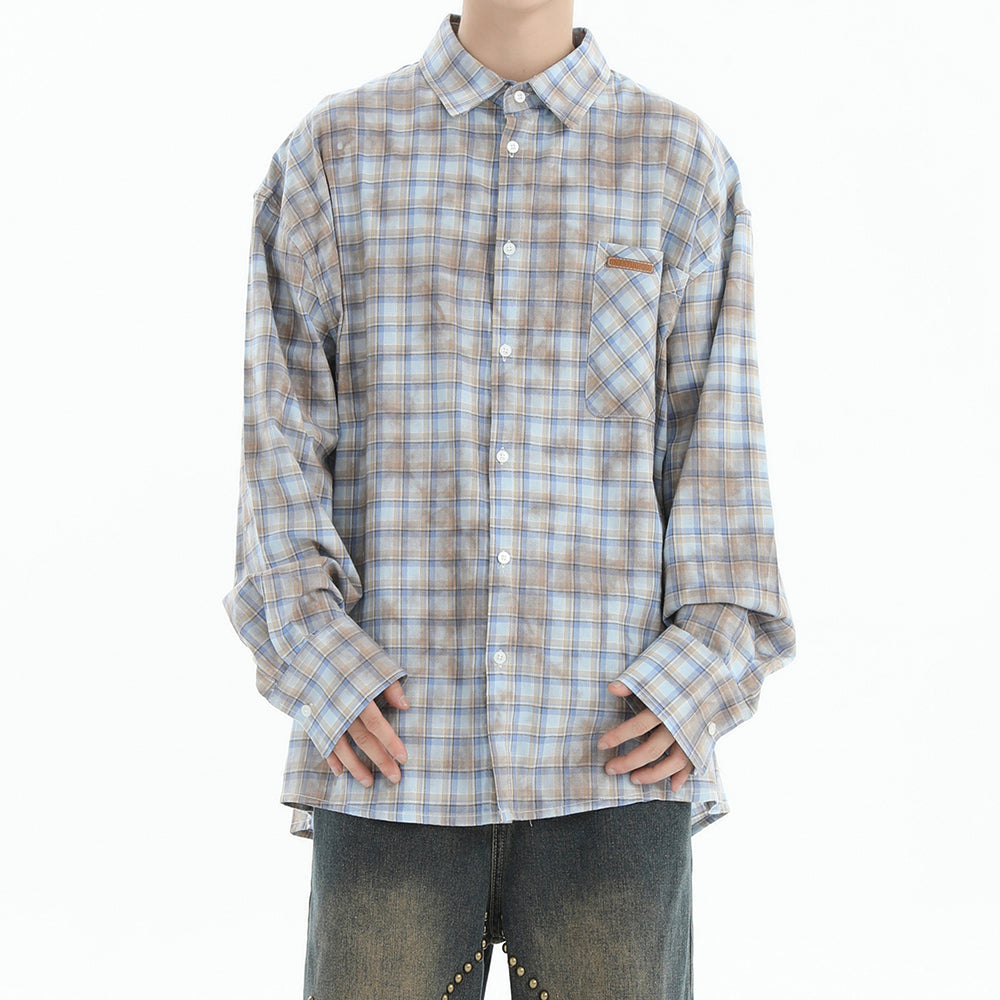 VILZSTUDIOS Chic pastel plaid oversized shirt from VILZSTUDIOS
