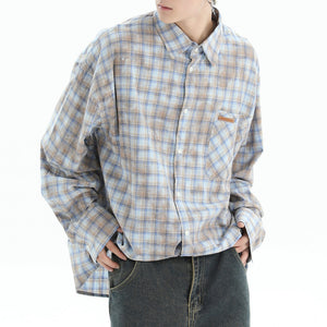 VILZSTUDIOS Chic pastel plaid oversized shirt from VILZSTUDIOS