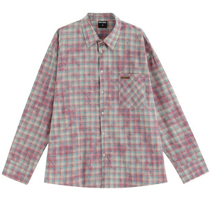 VILZSTUDIOS Chic pastel plaid oversized shirt from VILZSTUDIOS