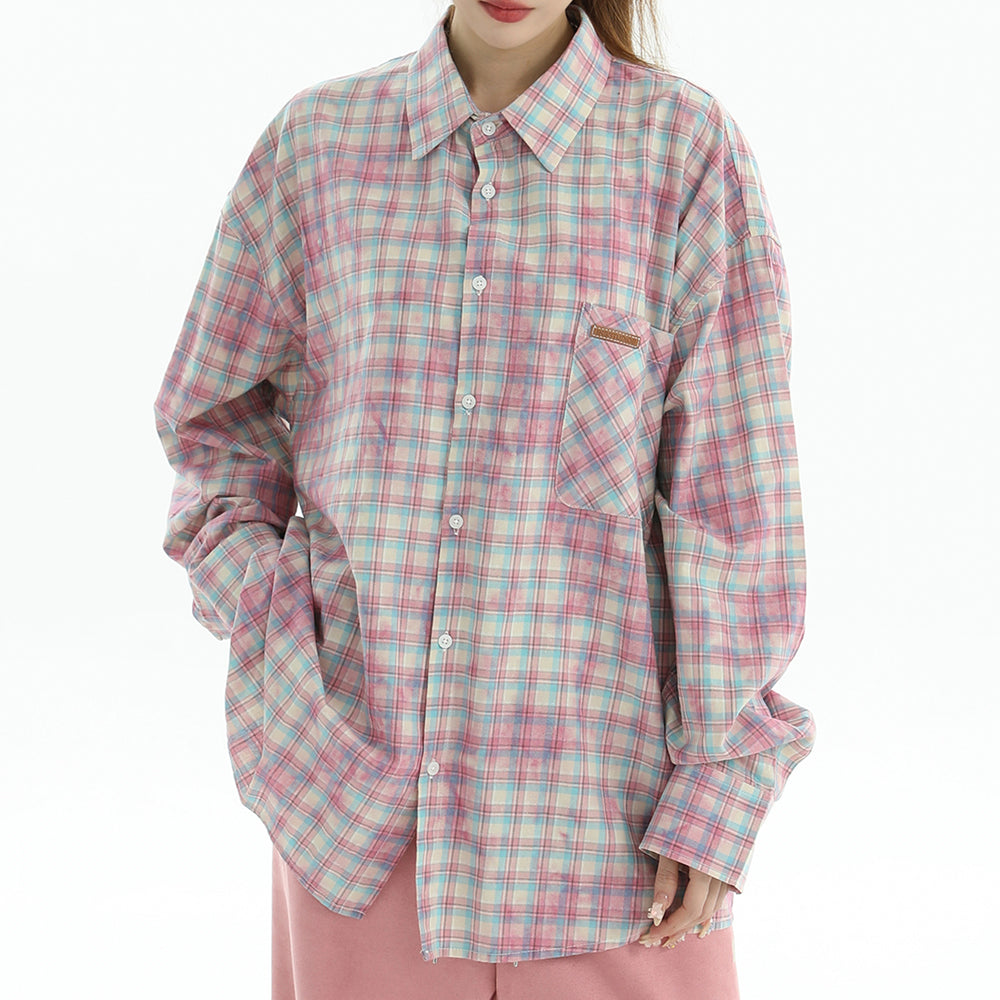 VILZSTUDIOS Chic pastel plaid oversized shirt from VILZSTUDIOS