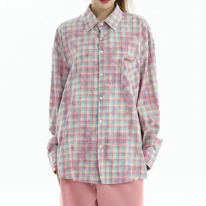 VILZSTUDIOS Chic pastel plaid oversized shirt from VILZSTUDIOS