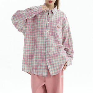 VILZSTUDIOS Chic pastel plaid oversized shirt from VILZSTUDIOS