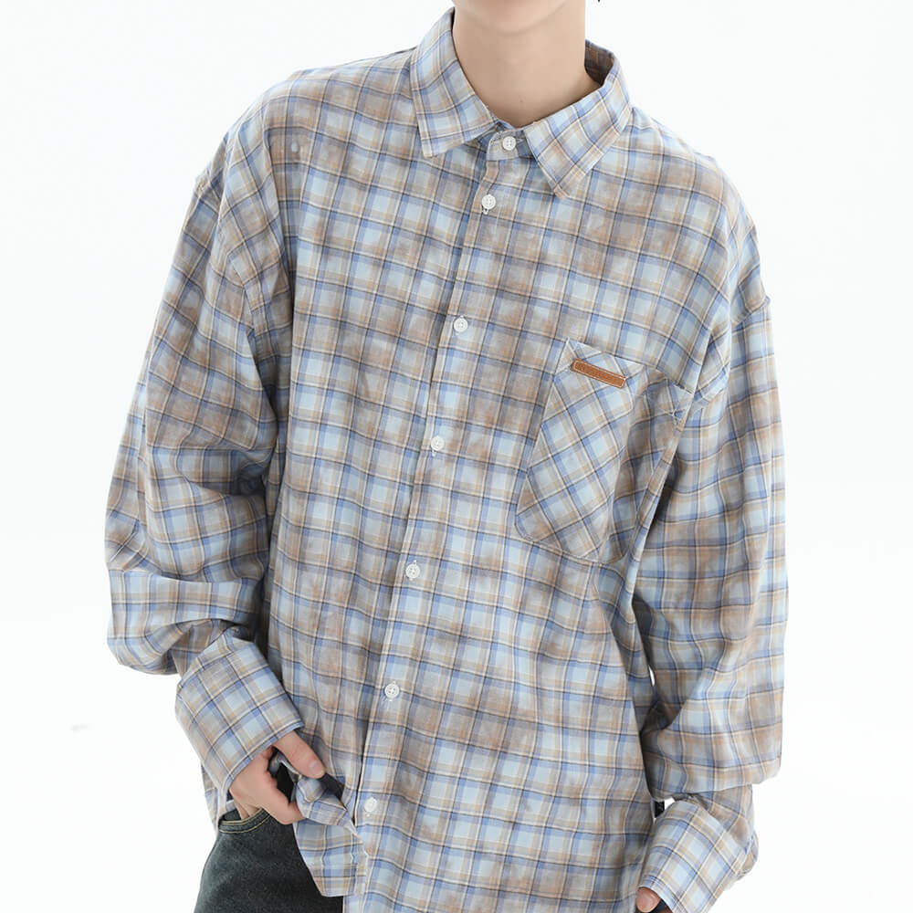 VILZSTUDIOS Chic pastel plaid oversized shirt from VILZSTUDIOS
