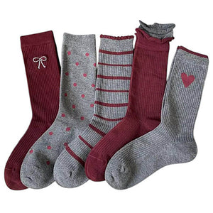 VILZSTUDIOS Cozy patterned socks in red and grey