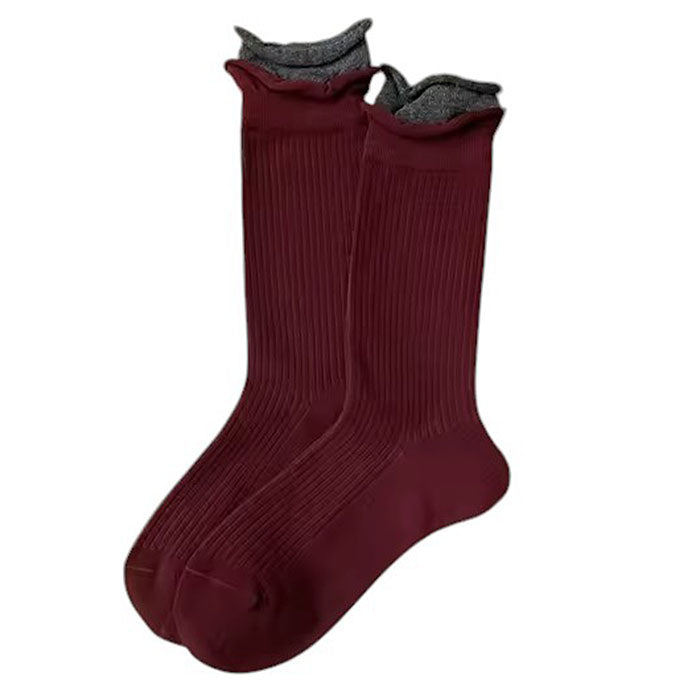VILZSTUDIOS Cozy patterned socks in red and grey
