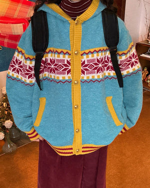 VILZSTUDIOS Chic hooded cardigan with pattern design