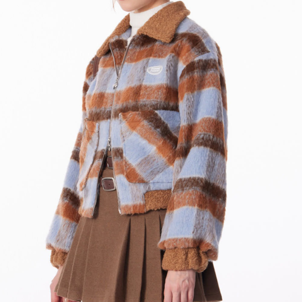 VILZSTUDIOS Cozy checkered jacket with zip-up front