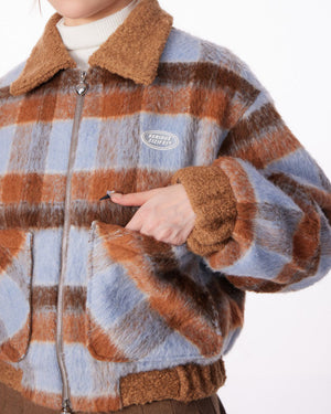 VILZSTUDIOS Cozy checkered jacket with zip-up front