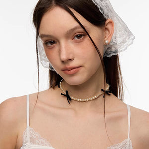 VILZSTUDIOS Elegant pearl bow choker for stylish accessories