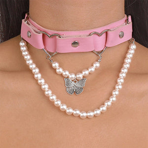 VILZSTUDIOS Stylish vegan leather butterfly choker accessory