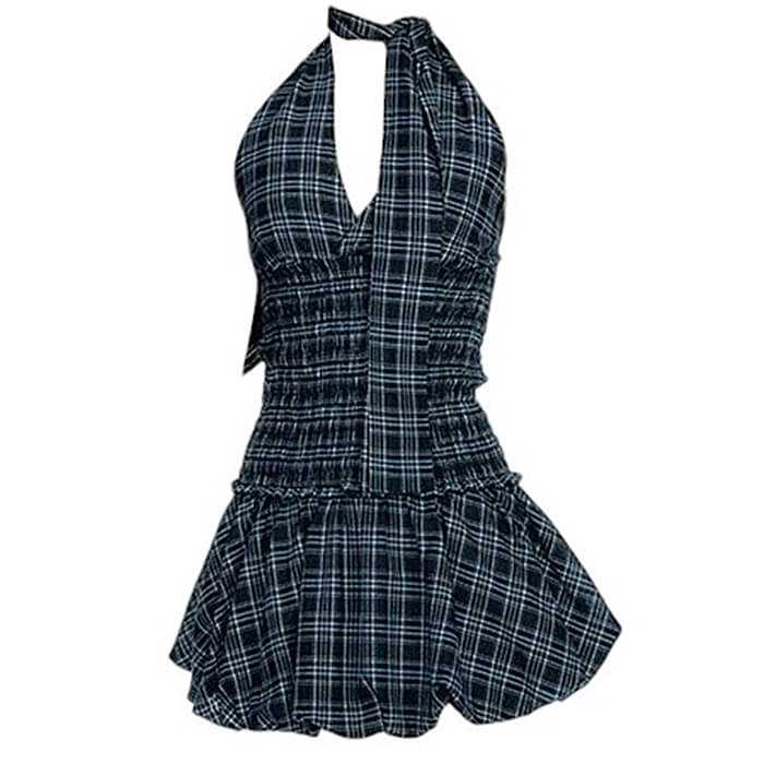 VILZSTUDIOS Fashionable two-piece set featuring a halter top and bubble skirt