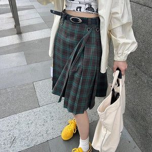 VILZSTUDIOS Fashionable plaid high-waist kilt skirt