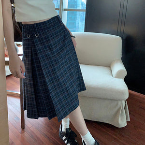 VILZSTUDIOS Fashionable plaid high-waist kilt skirt